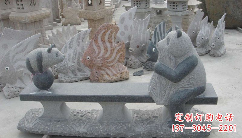 石雕熊猫座椅
