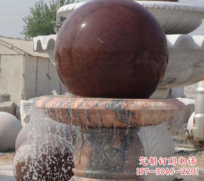 石来运转小型风水球喷泉石雕