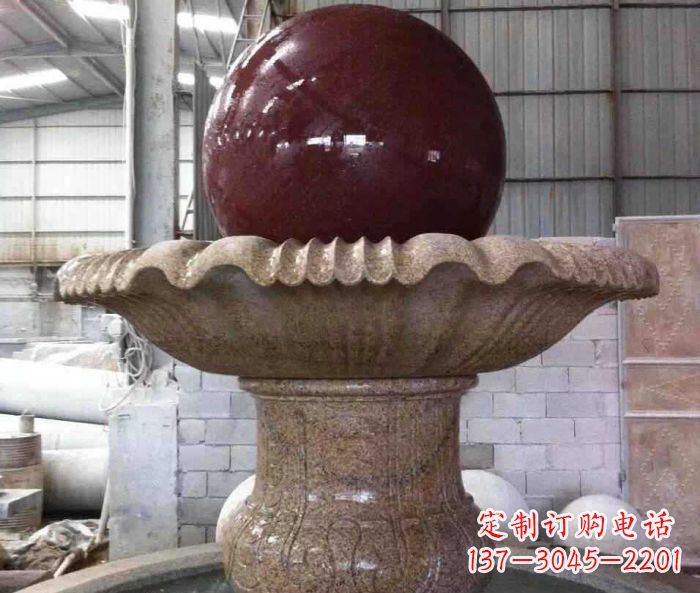 石来运转小型风水球喷泉石雕 (2)