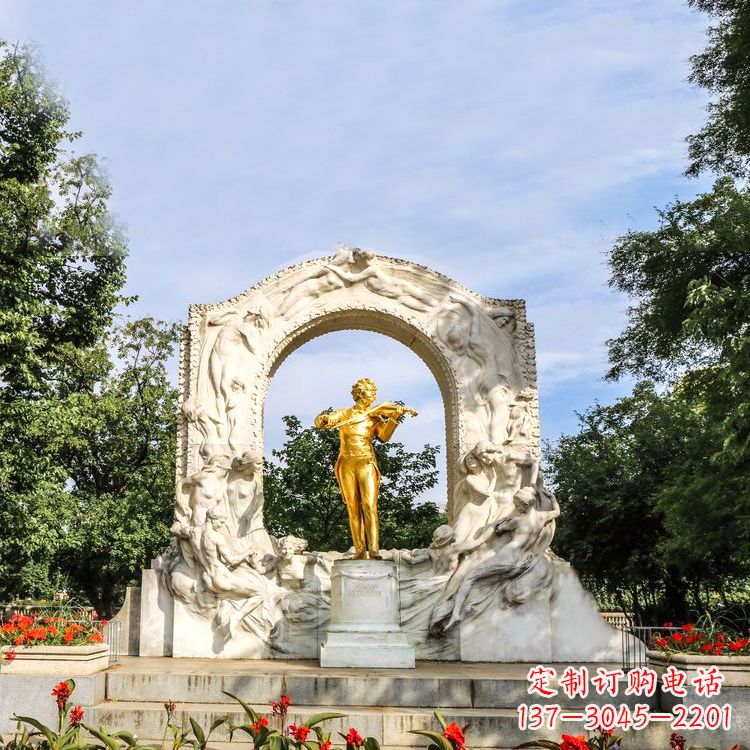 世界名人古典主义作曲家莫扎特公园铜雕像