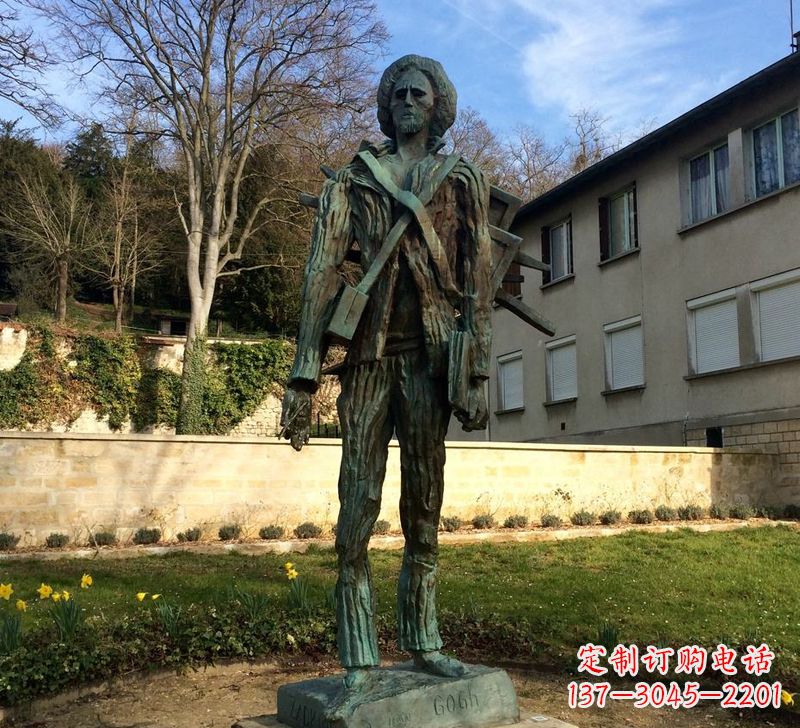 世界名人荷兰印象画派画家梵高青铜雕像