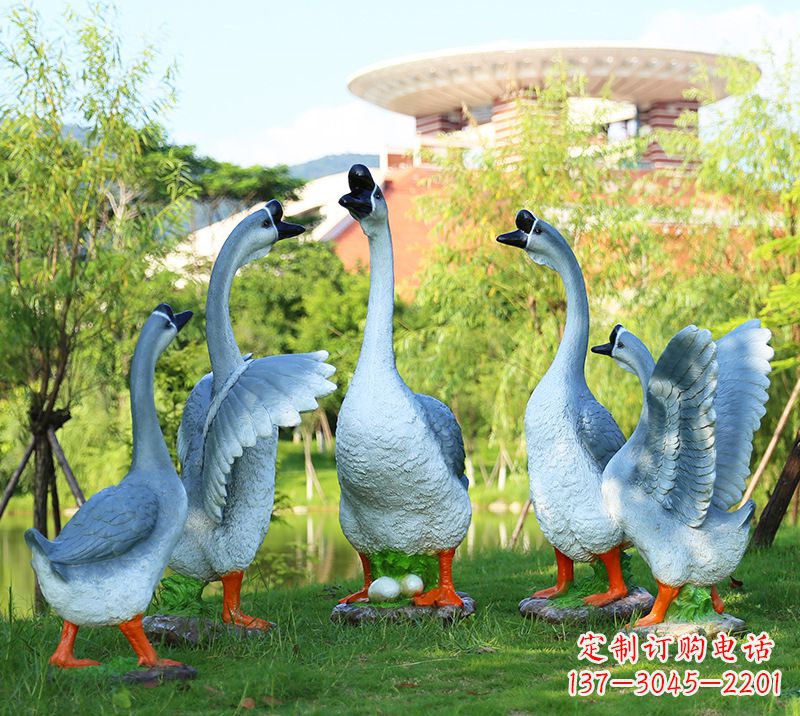 树脂工艺品玻璃钢雕塑商场美陈户外园林景观装饰品仿真动物鹅摆件