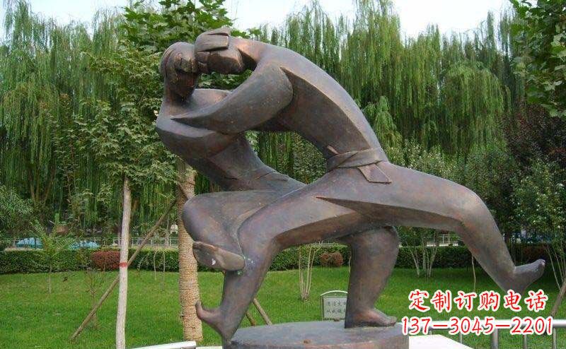 摔跤抽象古代人物铜雕