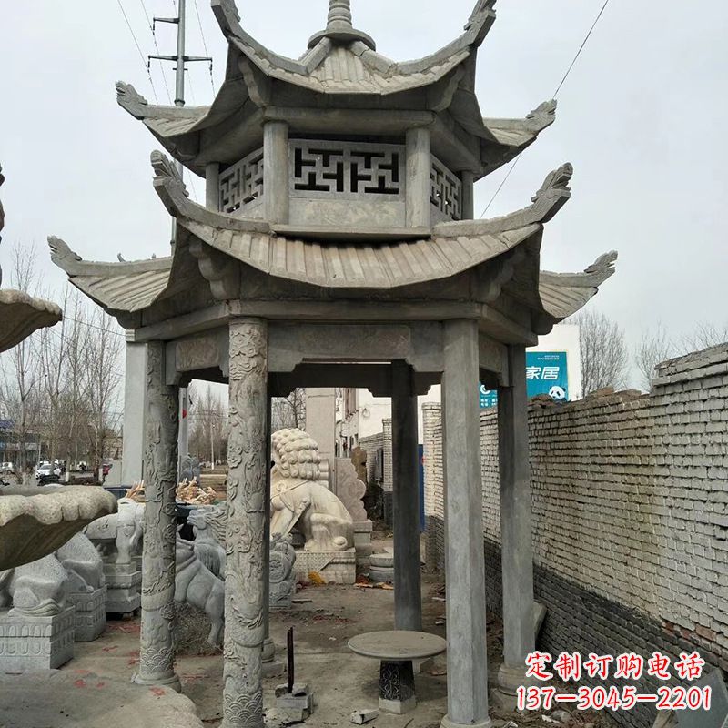 双层大理石凉亭雕塑