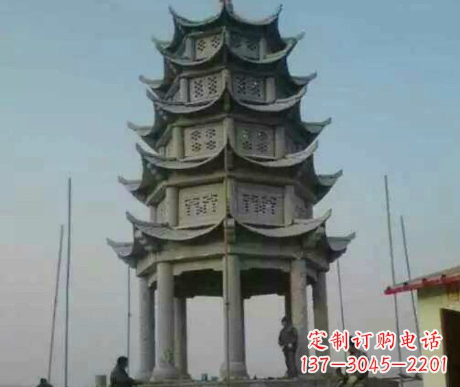双层大理石凉亭石雕 (2)