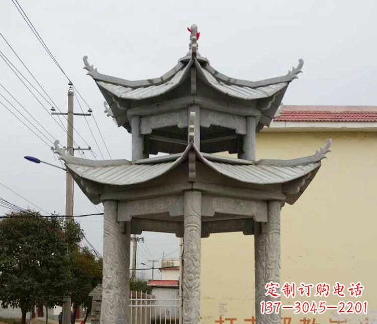 凉亭雕塑 - 双层/仿古/凉亭/石雕 凉亭雕塑 - 双层/仿古/凉亭/石雕