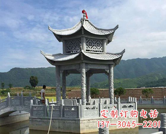 凉亭雕塑 - 双层/仿古/凉亭/石雕 凉亭雕塑 - 双层/仿古/凉亭/石雕