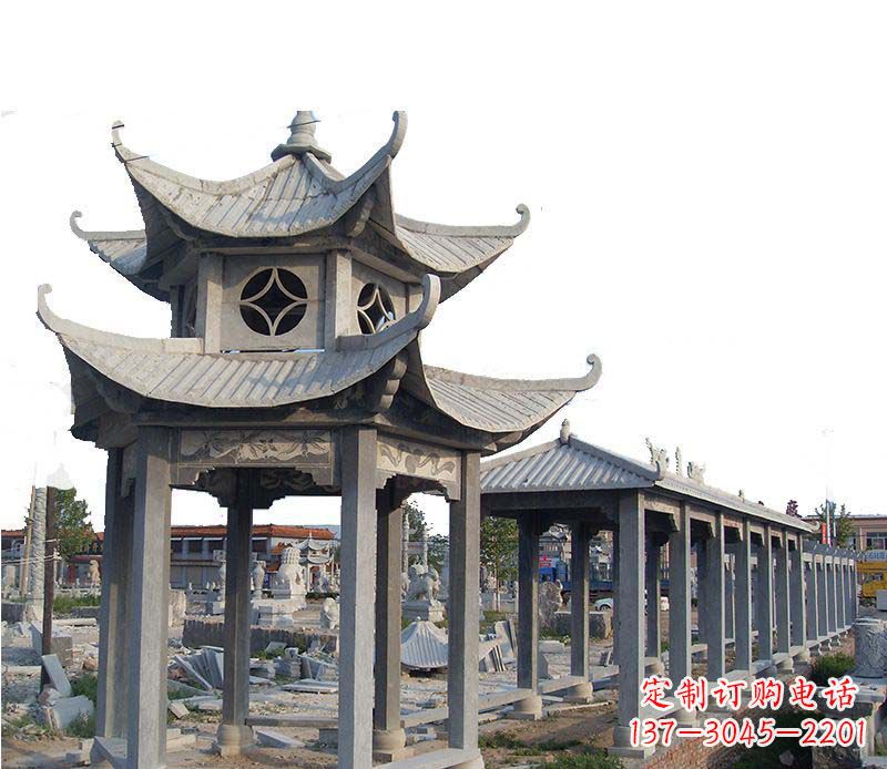 双层仿古凉亭石雕