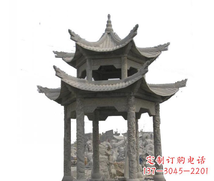 双层仿古石雕凉亭 (2)