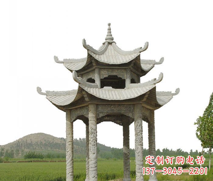 双层仿古石雕凉亭