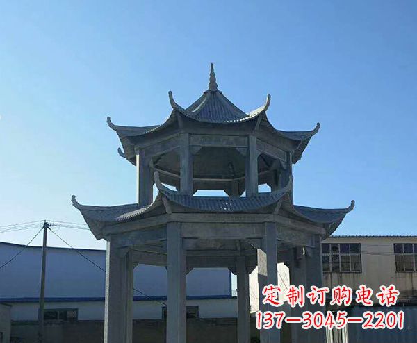 双层仿古石凉亭石雕_1