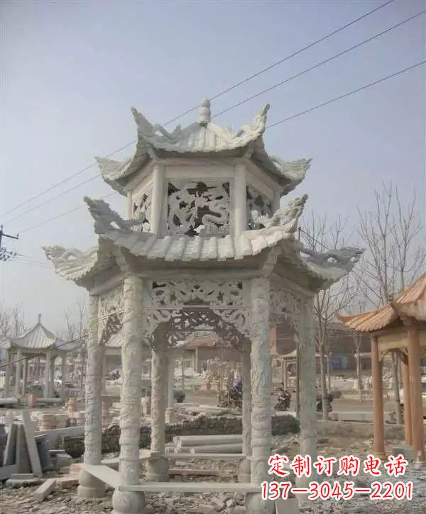 双层凉亭石雕