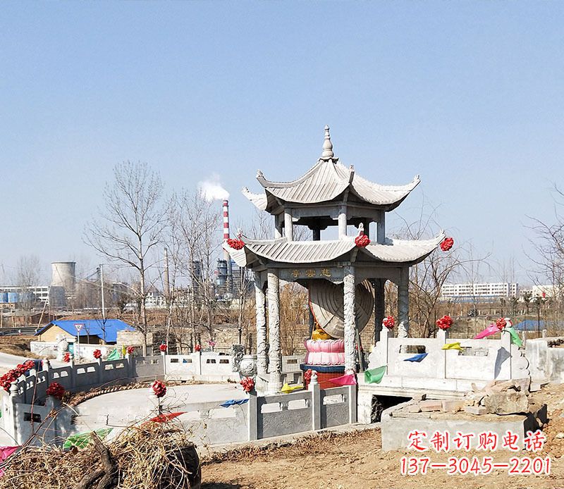 双层石凉亭石雕 (2)