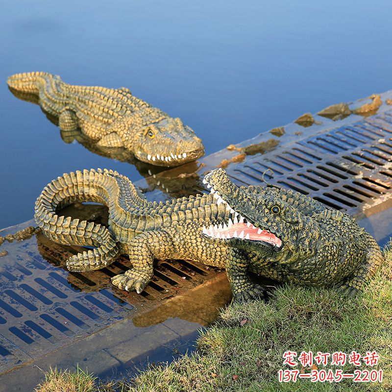 鳄鱼雕塑 - 水塘/动物/摆件/玻璃钢/仿真/鳄鱼 鳄鱼雕塑 - 水塘/动物/摆件/玻璃钢/仿真/鳄鱼