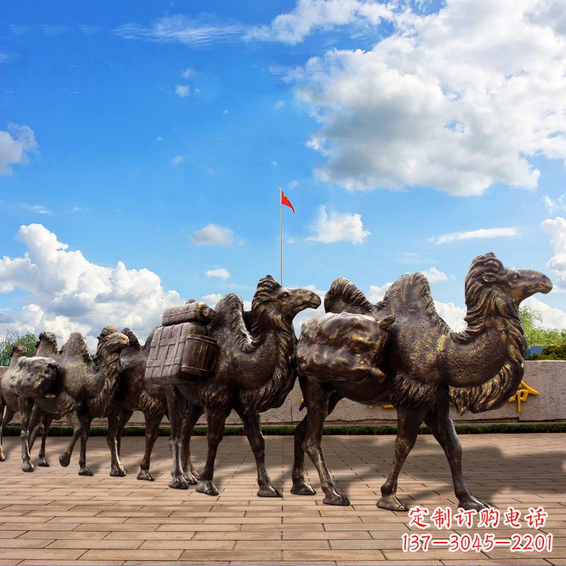 丝绸之路骆驼队仿铜景观雕塑