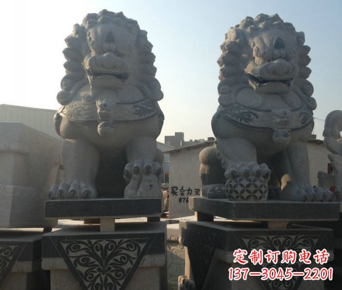 寺庙景观仿古石狮子 (2)
