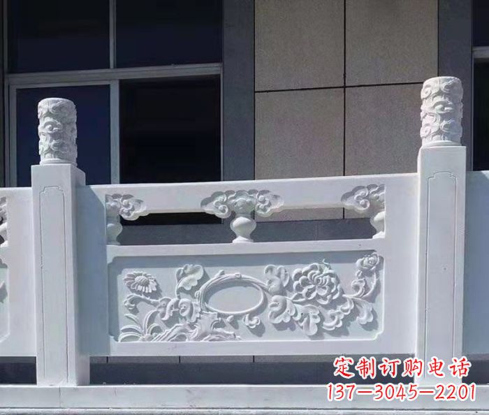 寺庙景观汉白玉石浮雕栏板 (4)