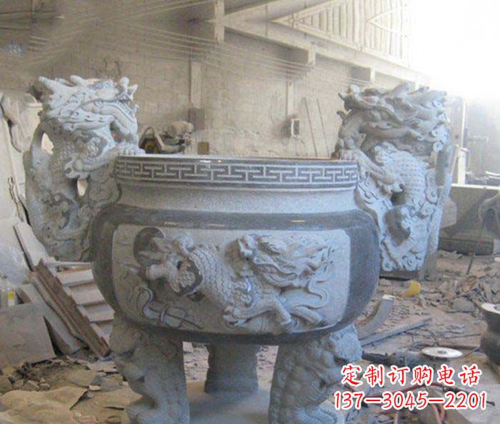 寺庙景观龙头水缸石雕