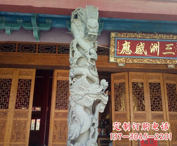 寺庙景观龙柱石雕 (2)