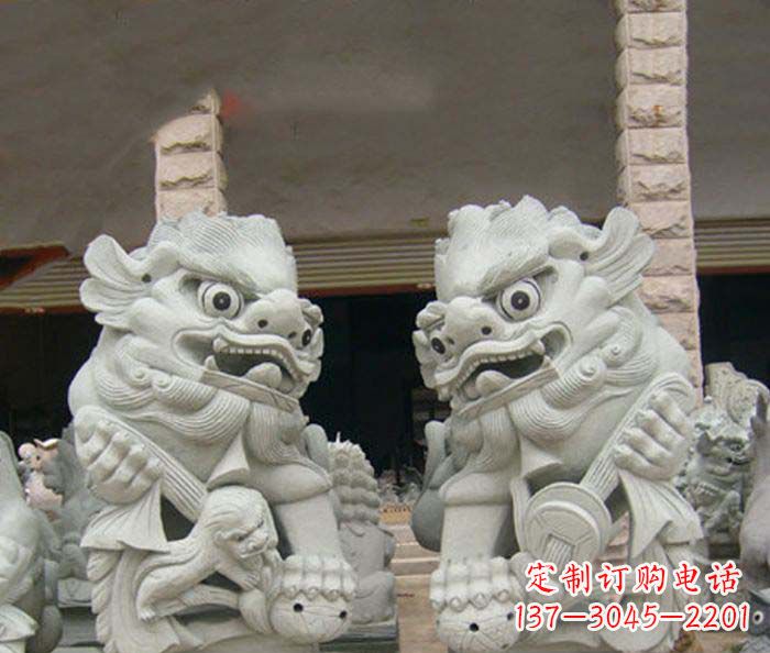 寺庙景观南方狮子石雕 (2)