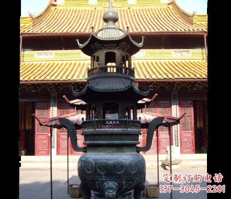 寺庙景观香炉铜雕