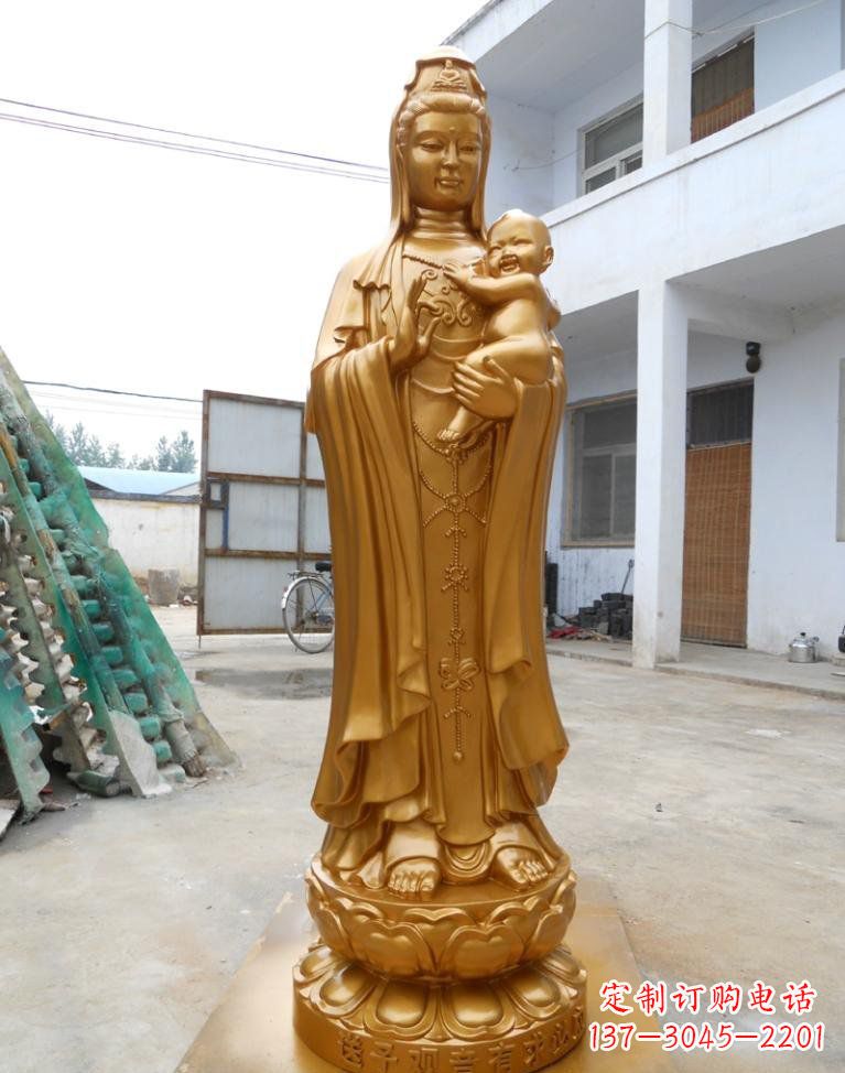 寺庙立式送子观音铜雕