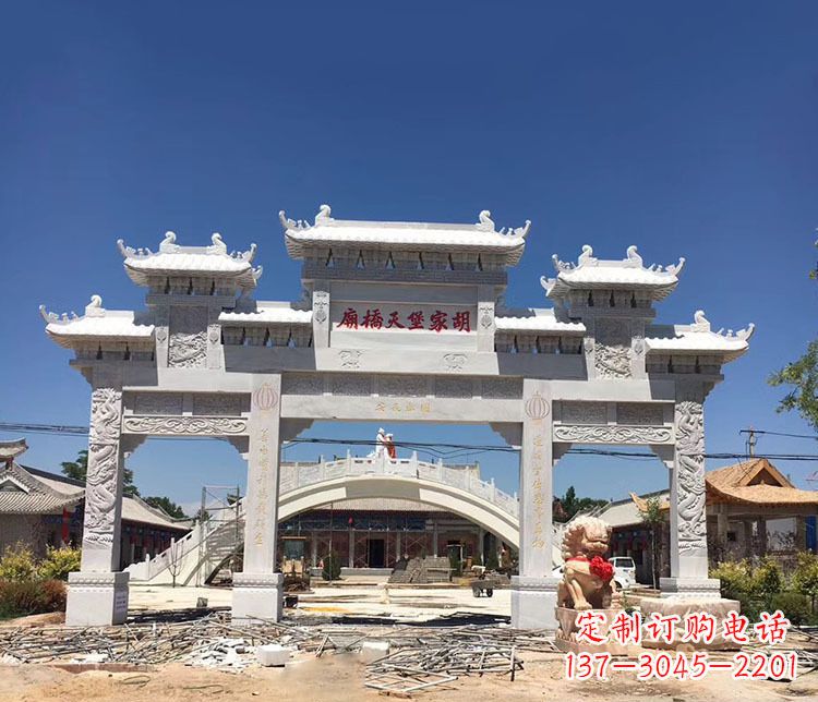 寺庙三门五楼石牌坊石雕_1