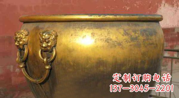 寺庙水缸铜雕 (2)
