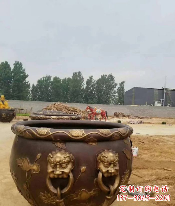寺庙水缸铜雕 (4)