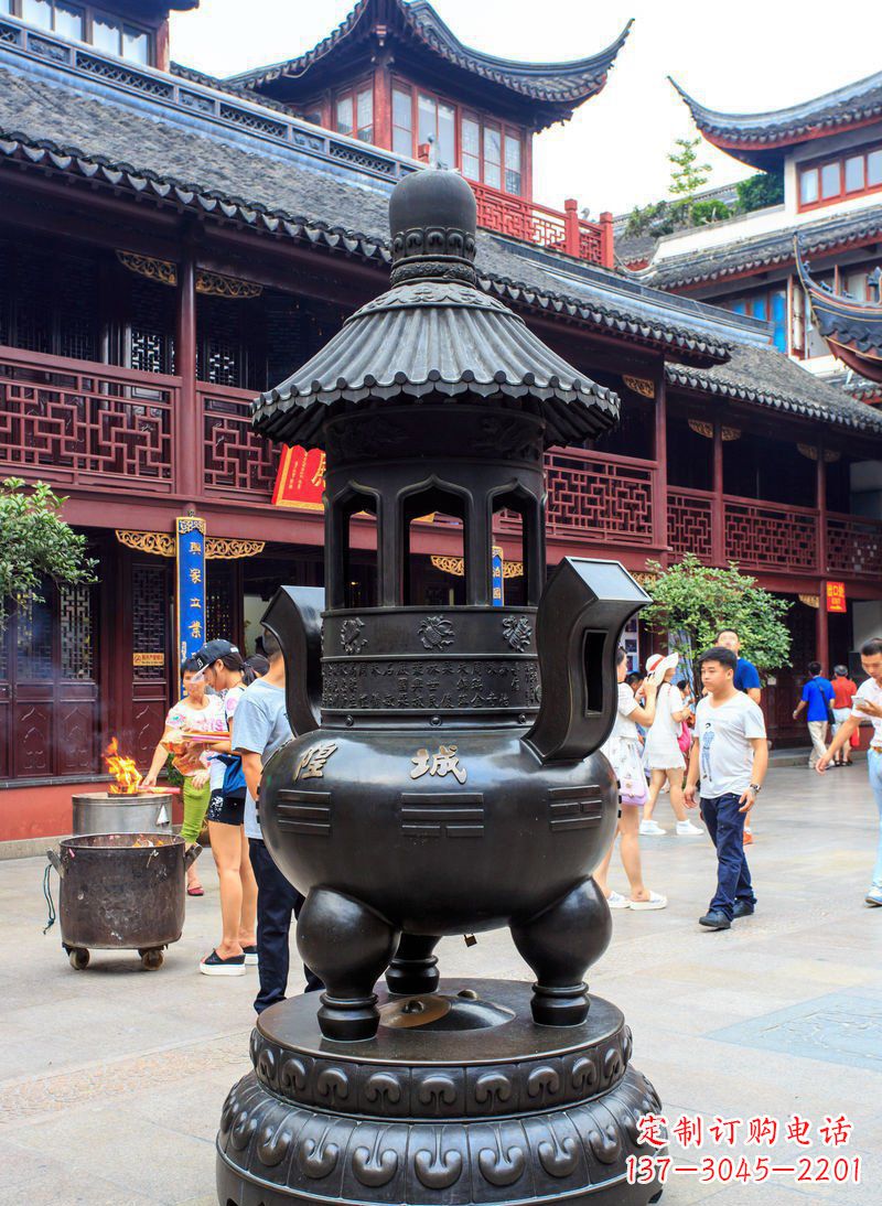 寺庙铜香炉铜雕 (2)