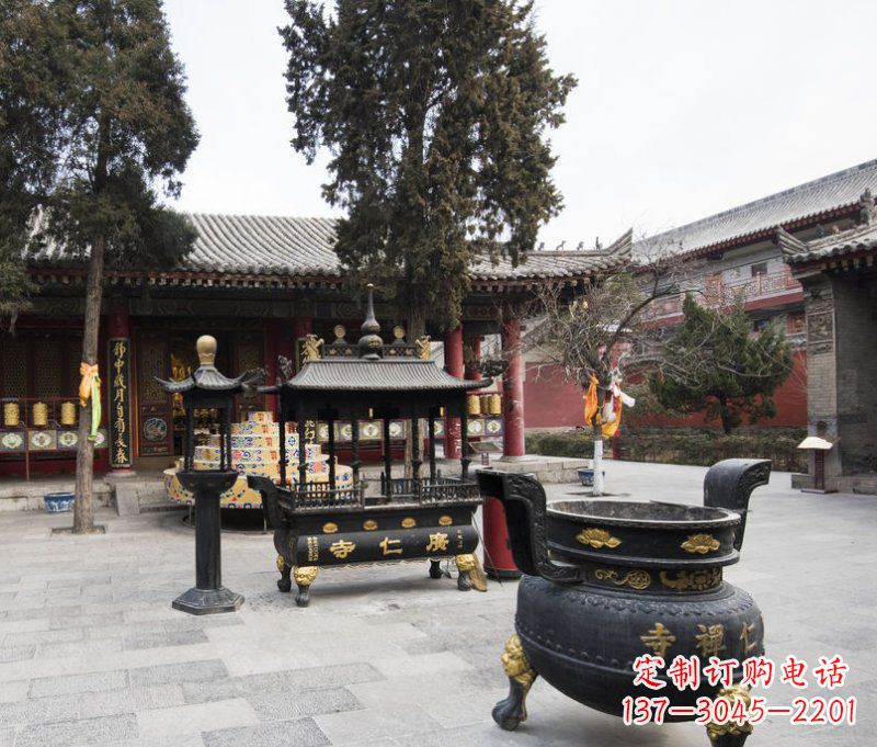 寺庙铜香炉铜雕