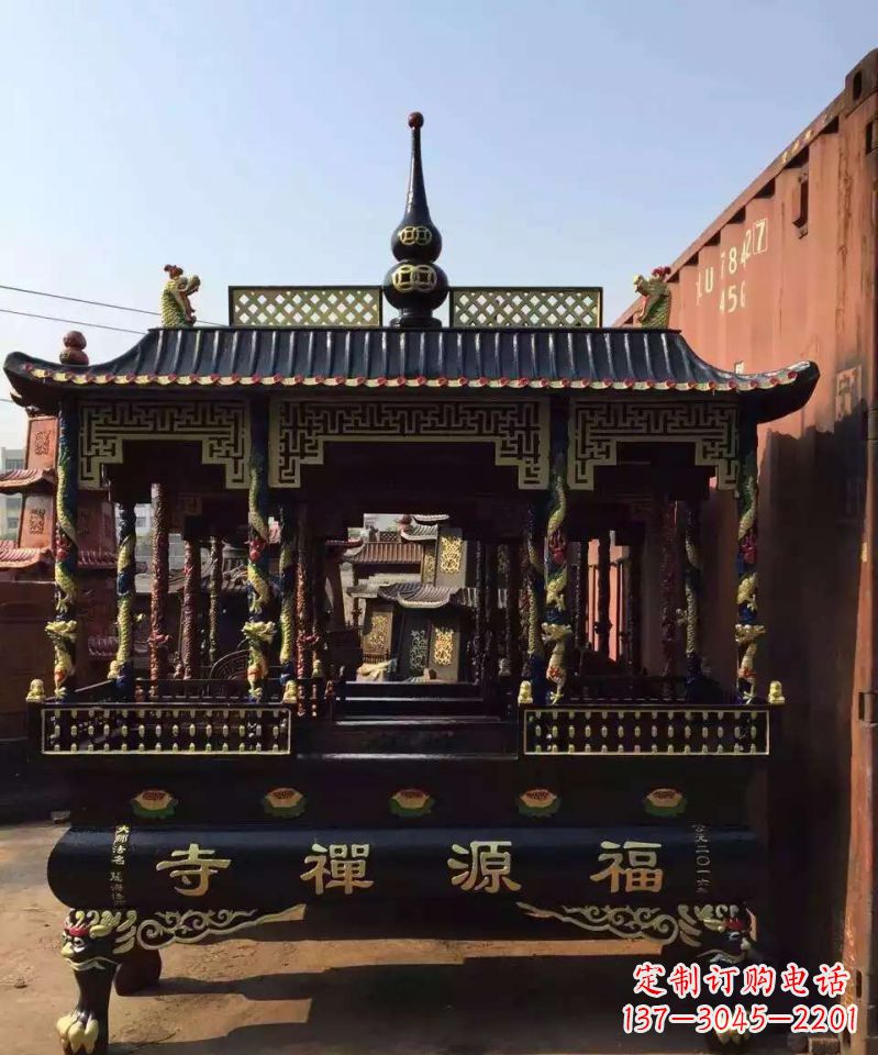 寺庙香炉铜雕 (2)