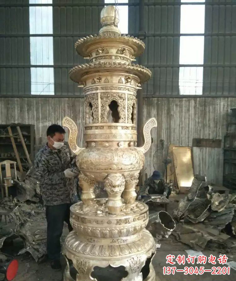 寺庙香炉铜雕 (5)