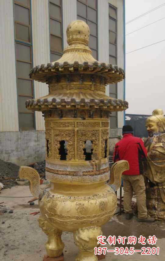 寺庙香炉铜雕塑