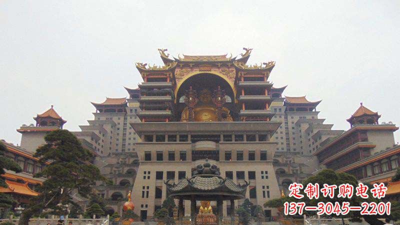 寺庙圆香炉铜雕