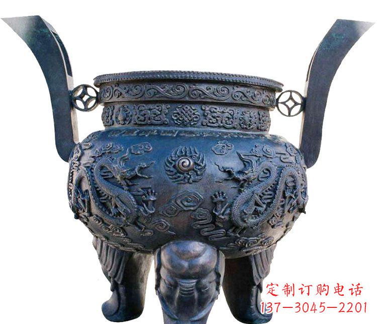 寺庙/圆形/铜雕/香炉-寺庙圆形三足鼎铜雕香炉 寺庙/圆形/铜雕/香炉-寺庙圆形三足鼎铜雕香炉
