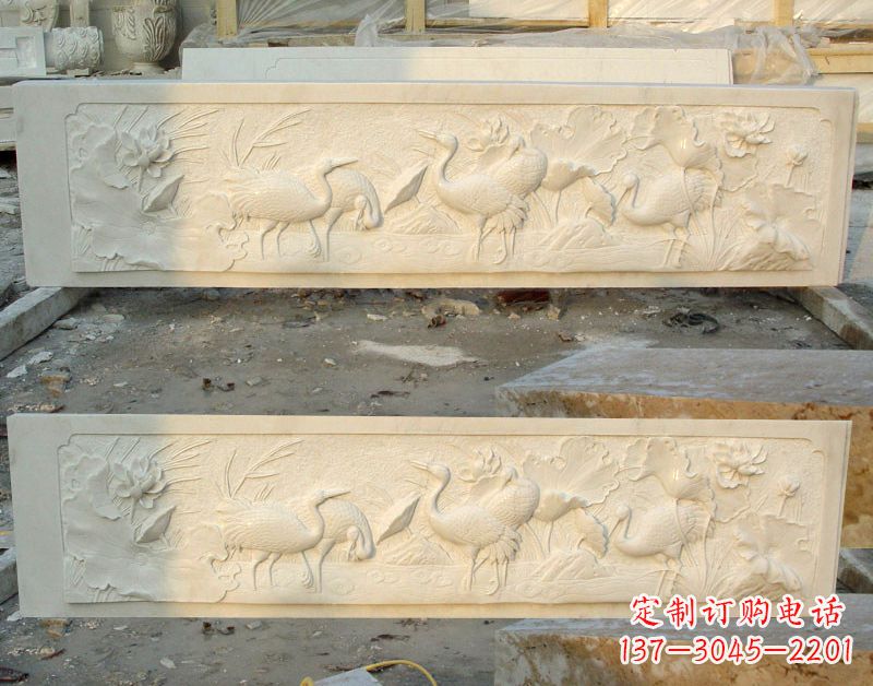 松鹤延年砂岩浮雕