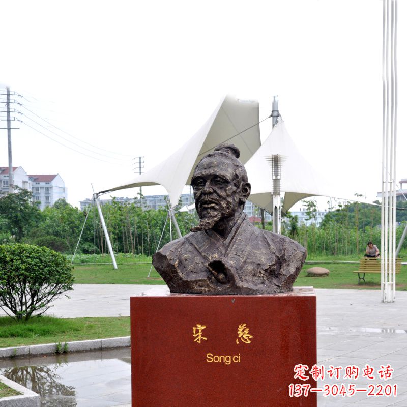 宋慈铸铜头像雕塑-古代十大名医园林广场人物雕塑