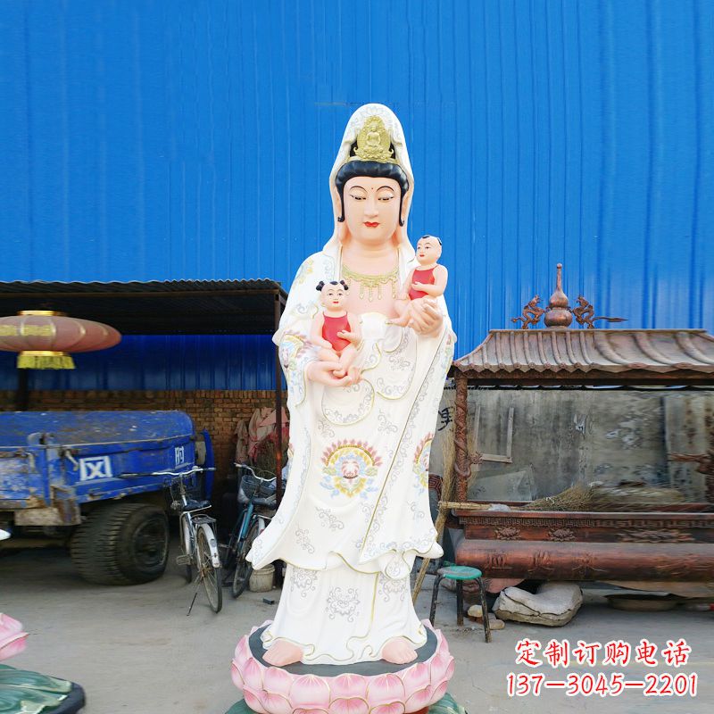 送子观音彩绘玻璃钢雕塑