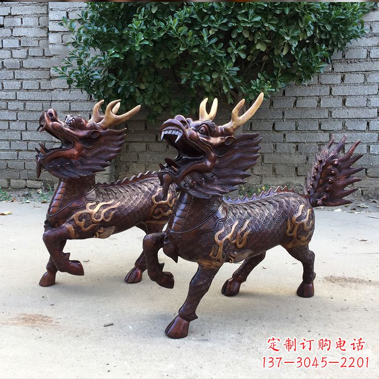 送子麒麟铜雕塑