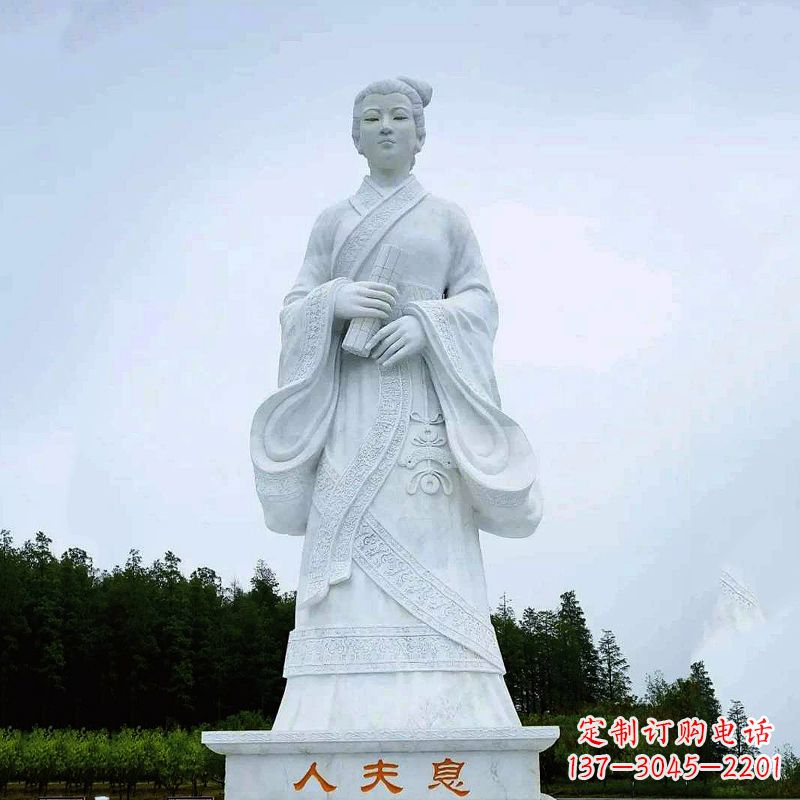 桃花夫人息妫汉白玉雕塑-景区园林历史名人古代著名美女雕像