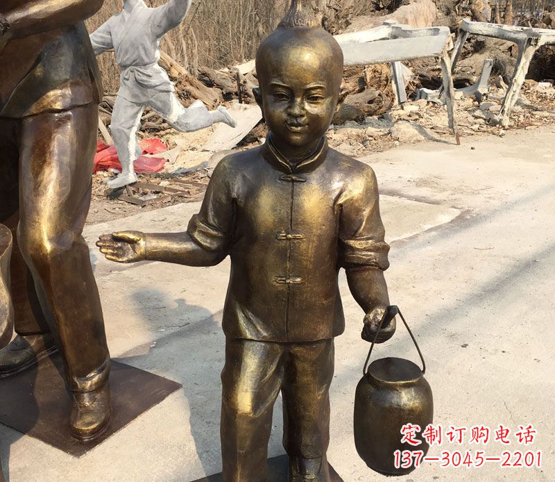 提灯笼的小男孩铜雕 提灯笼的小男孩铜雕