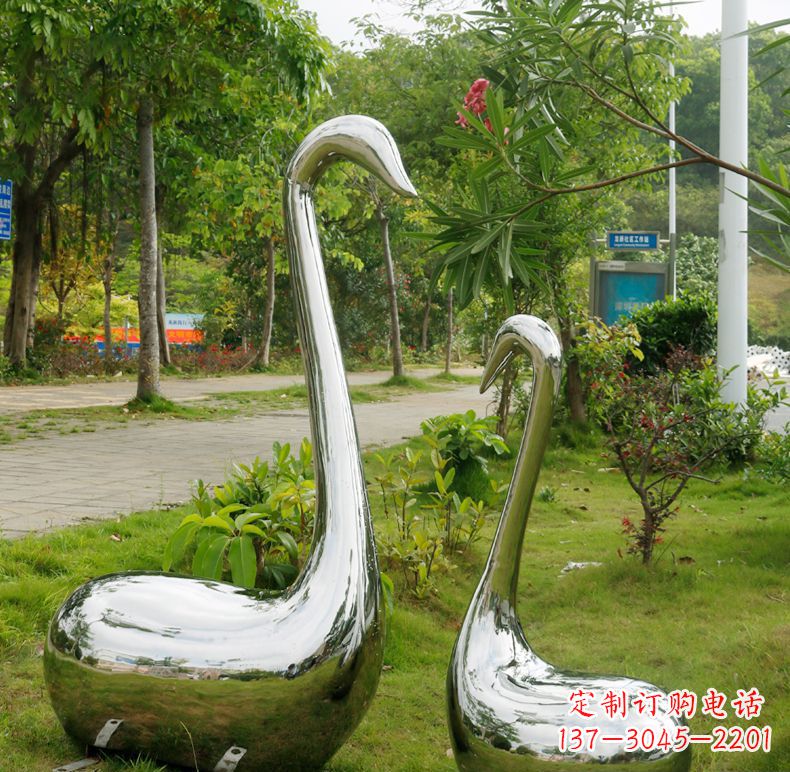 天鹅抽象不-锈-钢-雕-塑-