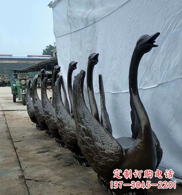 天鹅喷泉铜雕,园林喷泉水景流水组件