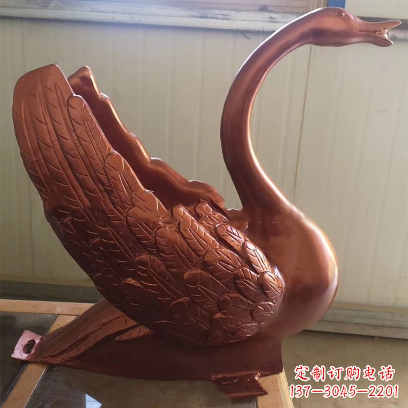 天鹅铜雕塑,喷泉吐水天鹅装饰摆件