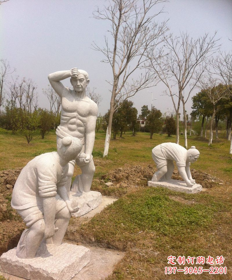 田园景观插秧人物石雕