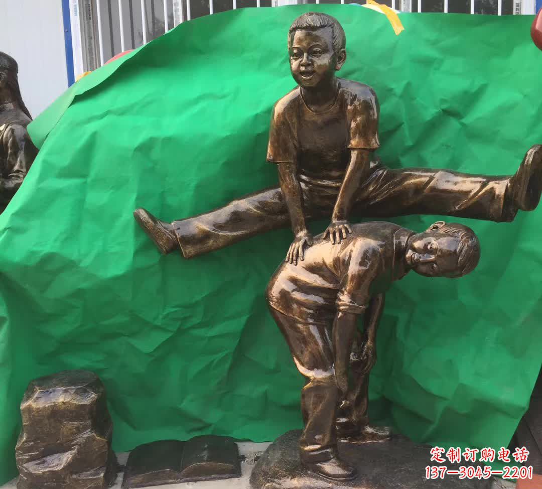 跳马儿童铜雕