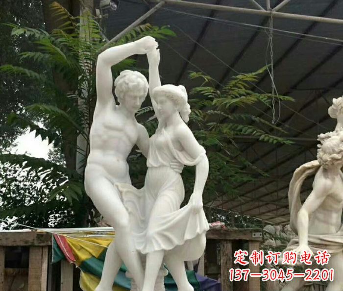跳舞的男女汉白玉人物石雕