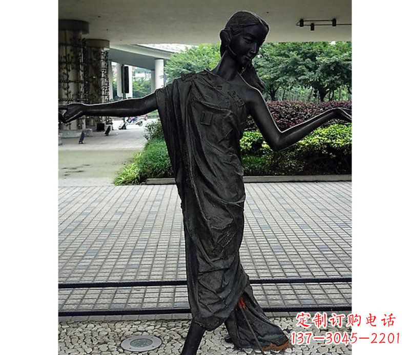 跳舞的女孩街边景观铜雕