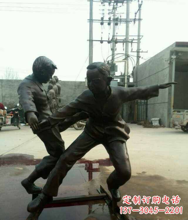 跳舞广场人物铜雕